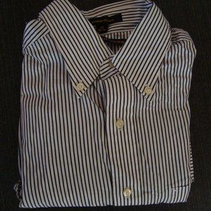 Tommy Hilfiger American Classics Striped White Black Button Shirt 16 34-35